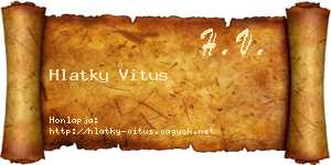 Hlatky Vitus névjegykártya